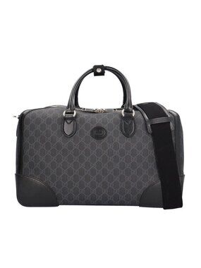Gucci Interlocking Duffle Boston Bag GG Supreme Canvas Black